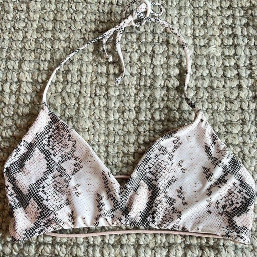 New Anthropologie Basta surf snake print reversible nude open strap bikini top